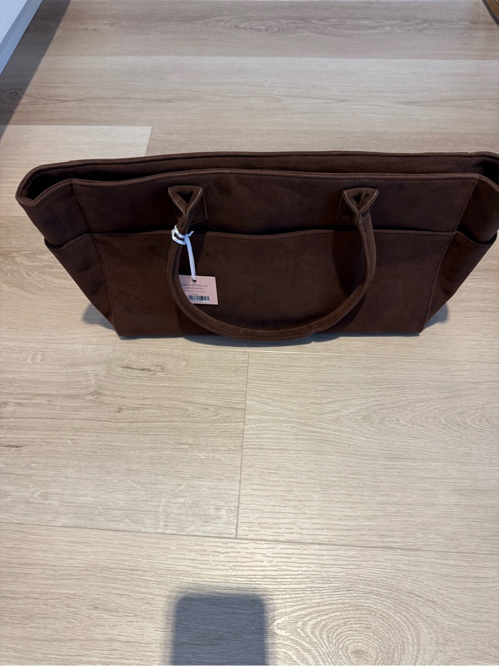 Brown  faux Suede Tote Bag -Carryall